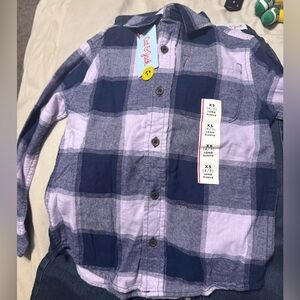 Cat & Jack Navy and Lavender Plaid Shirt